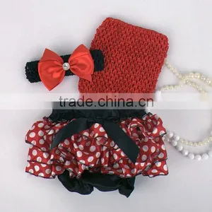 Hot Sell Adorable Baby Diaper and Crochet Tube Top3 Sets , Satin Baby Bloomers, Baby Ruffle Bloomers thumbnail-4