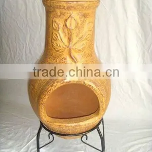 Clay Chimney With Metal Stand, Fire Shelf and Lid thumbnail-1