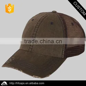 Vintage Style Custom Logo Pre-curved Cotton Jean Baseball Mesh Cap thumbnail-1