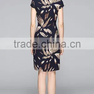Classic Short Sleeve V Neck Slim Fit Ladies Dress thumbnail-2