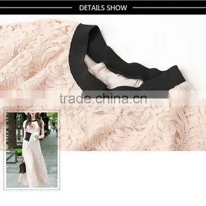 Maxnegio Fashion Lace Patchwork Maxi Short Sleeve Lace Casual Dress thumbnail-5
