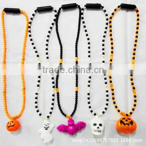 Hot Luminous Pumpkin Lamp Halloween Necklaces Diy Handmade Pumpkin Lamp Beads Necklaces for Halloween's Day Gifts thumbnail-4