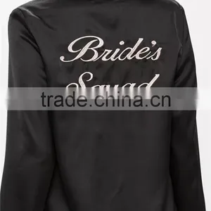 Custom Logo Back Embroideried Pajama Set White Piping Long Pajama Set Black Long Sleeve Top With Long Pants Nightwear thumbnail-5