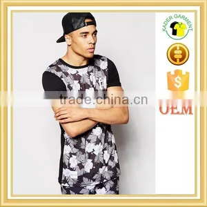 Slim Fit Floral Sublimation Printed T-shirt, Long t Shirts for Men 2015 thumbnail-1