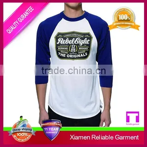 New Design 100% Cotton 3/4 Sleeve Raglan t Shirt , High Quality Wholesale Printing Custom Accepted thumbnail-2