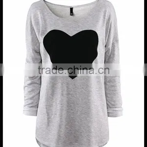 Fashion New Design European Style Love Pattern Girl Long Sleeve Baggy T-shirt thumbnail-2