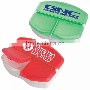 USA Made Tri-Minder Pill Box - Features 1 Large Compartment and 2 Smaller Compartments and Comes With Your Logo thumbnail-1