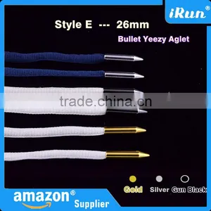(MOQ:100pcs) Shoelace 26mm Bullet Metal Ends Aglet Tip Replacement for Shoe Lace - Gun Black/Gold/Silver Color Bullet Metal Tips thumbnail-3