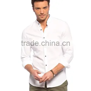 White Skinny Long Sleeve Men Casual Shirt thumbnail-3