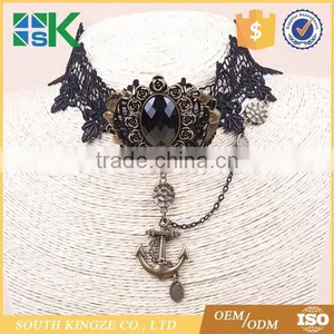 Lace Jewelry Europe and the United States Retro Black Lace Necklace Anchor Shape Women 's False Collar thumbnail-1