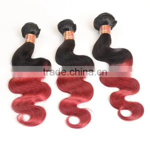 Black Rose 1B/Burgundy Body Wave Malaysian Hair Bundles Ombre Human Hair Weaves Wavy Extension thumbnail-4