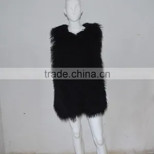 SJ036-01 2017 New Fashion Hipe Length Real Fur Vest for Girl or Women thumbnail-2