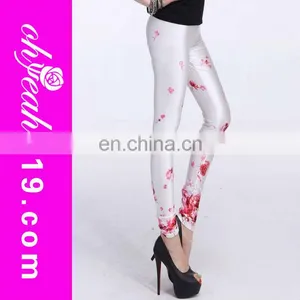 Elegant White Polyester Spandex Leggings thumbnail-1