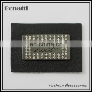 Rhinestone pu Leather Labels or Patches for Garment and Bags thumbnail-1