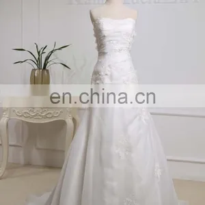 EB2626 Backless Pleated With Lace Wedding Dress thumbnail-1