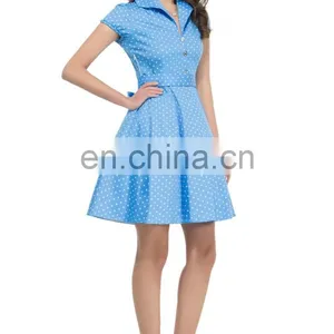 Grace Karin Girls Polka Dot Dress Cotton Cheap Short Sleeve Vintage Dress Rockabilly Dress CL6089-3# thumbnail-4