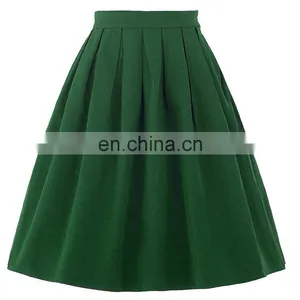 Belle Poque Women Midi Dark Green Retro Vintage Skirts BP000154-4 thumbnail-1