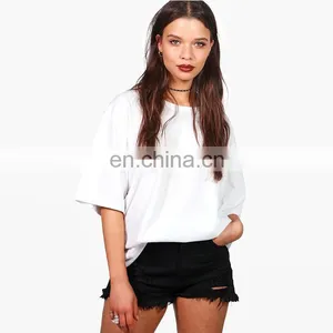 High Quality 100% Cotton Half Sleeve Women Distressed t Shirt thumbnail-1