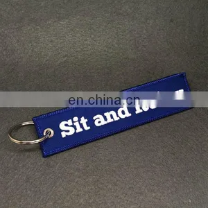 Customized Embroidery Keyring Jacquard Fabric Keyring Airlines Key Ring thumbnail-6