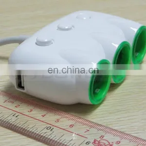 3Way Car Cigarette Lighter Socket Splitter DC Power Charger Adapter 2 USB Port 12V/24V thumbnail-4