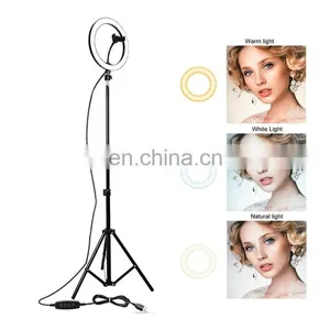 Customed Logo Wholesale 10 Inch Live Video Shoot Broadcast Photograph Beauty Led Selfie Ring Light With Tripod thumbnail-3