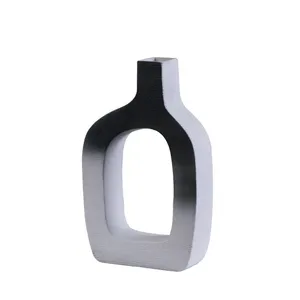 Nordic Light Luxury White Black Hollow Out Art Different Size Ceramic Vase For Hotel Table thumbnail-5