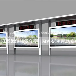 Outdoor Shared Umbrella Bus Stop Sign Harbor Type Bus Shelter Billboard Manufacturer thumbnail-1