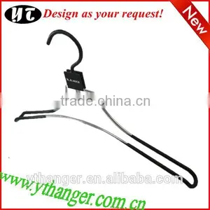 MH-YT-002 Silver Colored Metal Velvet Flock Hanger Anti-slip for Clothes thumbnail-1