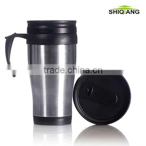 400ml Insulated Travel Thermal Mugs With Fresh pp Inner Stainless Steel Outer Car Mugs Auto Mugs With Lid and Handle thumbnail-1