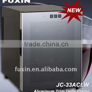 FUXIN:JC-33ALW.Wine Fridge Hold 12 Bottles / Celler Wine /Single Wine Cooler/mini Beverage Cooler. Aluminum Trim Door Frame thumbnail-1