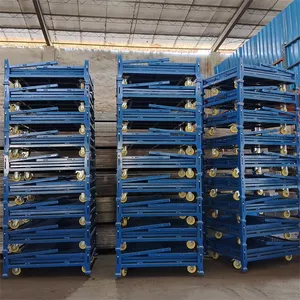 Galvanized Steel Foldable Wire Mesh Cage Trolley for Warehouse Logistics thumbnail-1