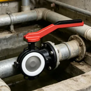Wafer Butterfly Valve Metal PFA Lined Stainless Steel Disc Industrial Water Treatment Valve thumbnail-5
