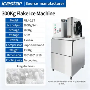 300kg/24h Commercial Flake Ice Maker for Catering, Seafood and Fresh Food Keeping thumbnail-2