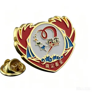 Custom Heart-shaped Charity Badges, OEM Enamel Lapel Pins for Foundation Volunteers thumbnail-1