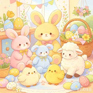 Plush Toys - Chickens, Ducks, Cats, Bears, Dogs, Rabbits, Sheep, Easter, Birthday, Gifts, for Giving, Dolls, Celebrity Dolls thumbnail-3