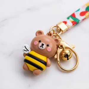 Wholesale Custom 3D PVC Cartoon Character Keychains Eco-Friendly Rubber Figure Carabiner Bag Clips thumbnail-3