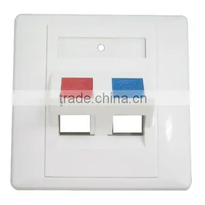 White or Ivory 86*86 Cat5e 2 Ports With Label Wallplate thumbnail-1