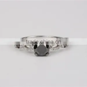 10k Gold Black Diamond Jewellery Luxury Engagement Ring Set for Lady thumbnail-2