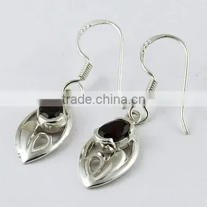 Affordable !! Garnet 925 Sterling Silver Earring, Silver Jewelry, Indian Silver Jewelry thumbnail-3