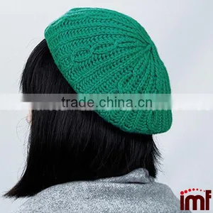 Womens Cashmere Beret Hat,Womens Chunky Cable Knit Winter Beret thumbnail-1