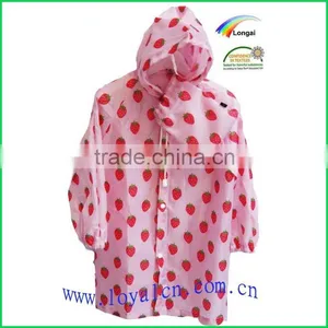 Summer Fashional Midi Pattern The Princess Style Strawberry Kids Raincoat thumbnail-2