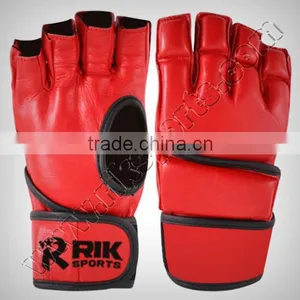 Grappling MMA Short Finger Gloves, Made of Finest Quality Cowhide Leather, Without Thumb & Palm, Inside Durable Foam Padded thumbnail-1