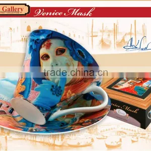CARMANI Cup & Saucer With VENICE MASK Design Alex LEVIN Ver.5 thumbnail-1