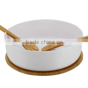 Hot Sell BPA Free Top Quality Salad Mixing Bowl Food Grade PP Bowl With Bamboo Lid Spoon and Fork thumbnail-3