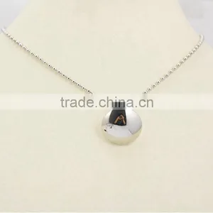 Polished Silver Round Stainless Steel Pendant Chain Necklace Jewelry thumbnail-1
