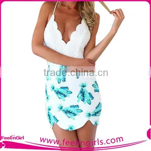 High Quality Lace Deep V-neck Adjustable Backless Mini Dress thumbnail-2