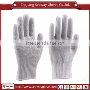 SEEWAY PVC Dots Dipped White Cotton Knitted Industry Safety Work Gloves for Hands Protection thumbnail-1