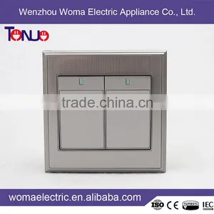 China Supplier High Quality British Style STEEL 2 Gang 2 Way Wall Switch thumbnail-1
