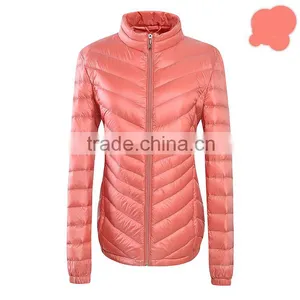Custom Women Pink Ultra Light Duck Down Jacket thumbnail-1