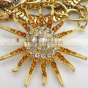 18K Gold Plated Abstract Statement Necklace Stars and Sun Statement Necklace thumbnail-3
